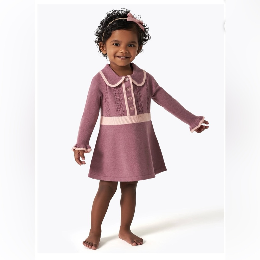 Modern‎ Moments by Gerber Toddler Girl’s Purple/Pink Collared Sweater Dress! NWT